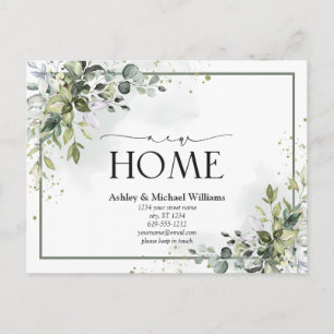 Greenery New Home Script Moving Announcement Postcard
