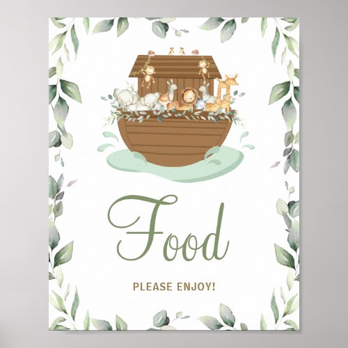 Greenery Noahs Ark Baby Shower Birthday Food  Poster