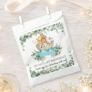 Greenery Noah's Ark Cute Animals Baby Birthday Favor Bag