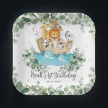 Greenery Noah's Ark Cute Animals Birthday Baptism Paper Plates<br><div class="desc">These sweet gender neutral Noah's Ark square paper plates feature adorable hand painted animals and watercolor eucalyptus greenery .  Perfect for baby shower,  birthday party,  Christening / Baptism and more occasions!  Matching items available in store. (c) Somerset Fine Paperie</div>
