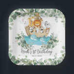 Greenery Noah's Ark Cute Animals Birthday Baptism Paper Plates<br><div class="desc">These sweet gender neutral Noah's Ark square paper plates feature adorable hand painted animals and watercolor eucalyptus greenery .  Perfect for baby shower,  birthday party,  Christening / Baptism and more occasions!  Matching items available in store. (c) Somerset Fine Paperie</div>