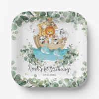 Greenery Noah's Ark Cute Animals Birthday Baptism