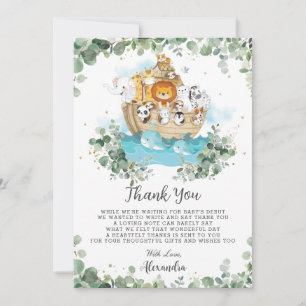 Greenery Noah's Ark Gender Neutral Baby Shower Thank You Card