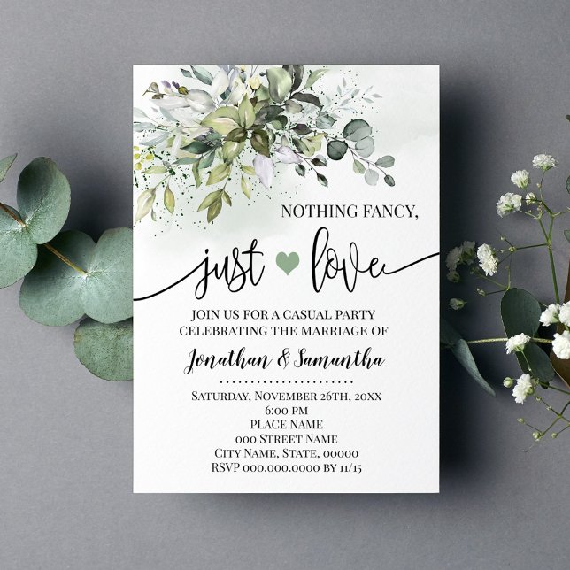 Greenery Nothing Fancy Just Love Elopement Invite (Creator Uploaded)