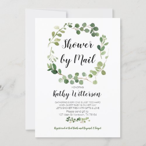 Greenery oh baby shower by mail invitation