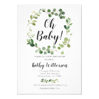 greenery oh baby shower invitation