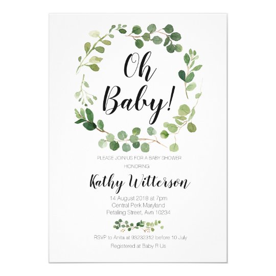 Greenery Oh Baby Shower Invitation Zazzle Com