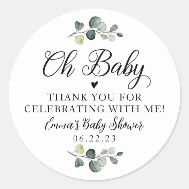 Greenery Oh Baby Stickers (Front)