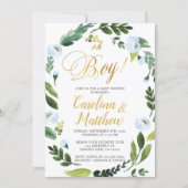 Greenery Oh Boy Baby Shower Invitation Gold (Front)
