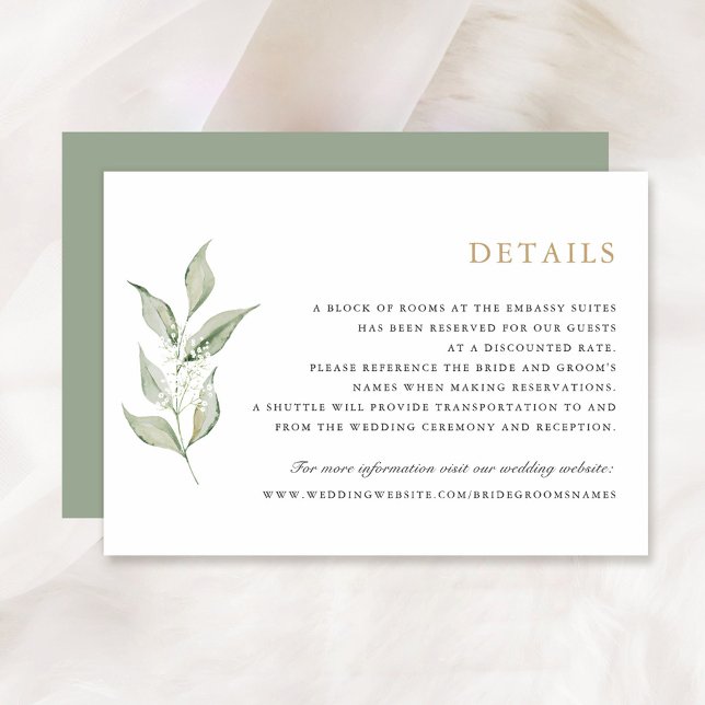 Greenery Olive Branch Baby's Breath Wedding Detail Invitation (Creator Uploaded)