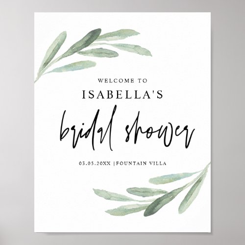 Greenery Olive Branch Welcome Bridal Shower Sign