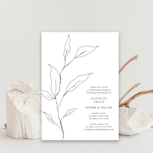 Greenery Olive Leaf Branch Bridesmaids Luncheon Invitation