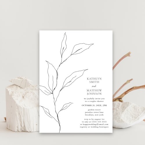 Greenery Olive Leaf Branch Couples Shower Invitation