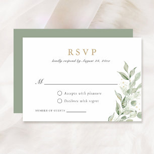 Greenery Olive Leaves Branch Baby's Breath RSVP Invitation