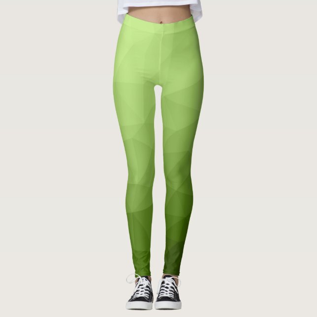 Greenery ombre gradient geometric mesh pattern leggings (Front)