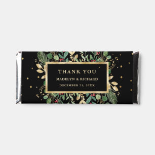 Greenery on Black   Wedding Thank You Hershey Bar Favors