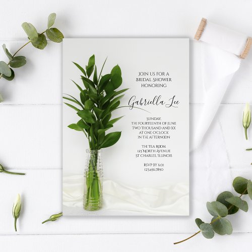 Greenery on White Bridal Shower Invitation