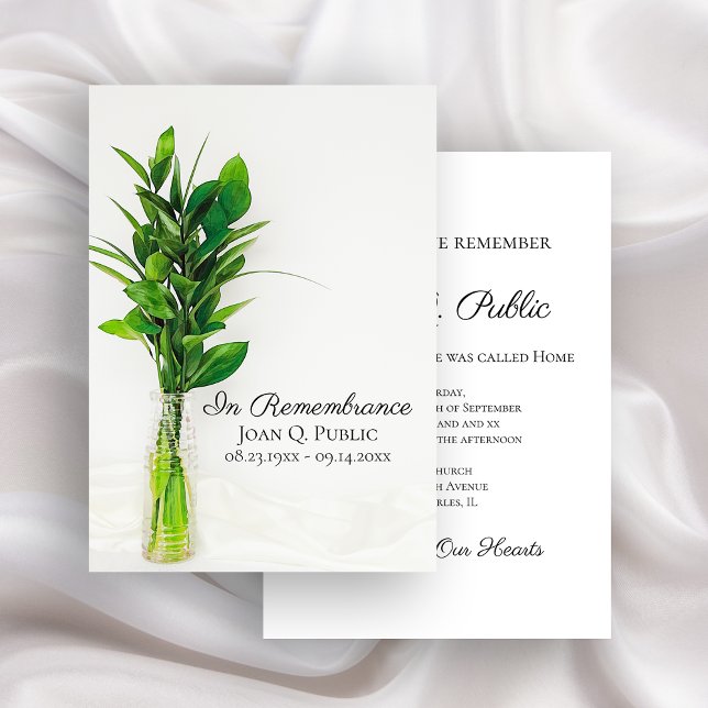 Greenery on White Death Anniversary Memorial Invitation (Creator Uploaded)