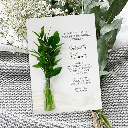 Greenery on White Post Wedding Brunch Invitation