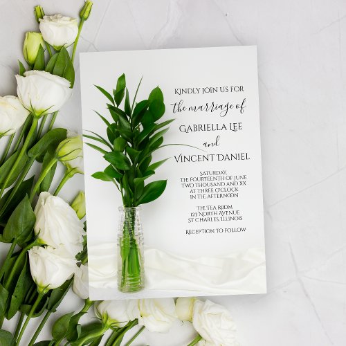 Greenery on White Wedding Invitation