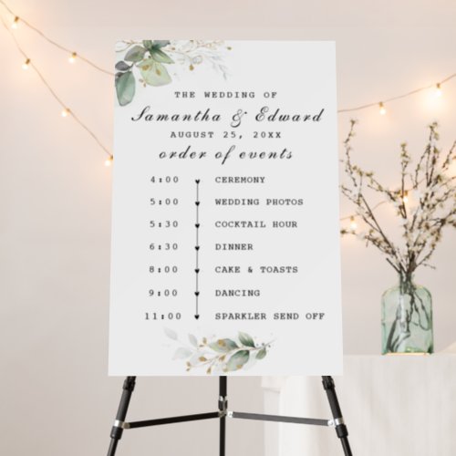 Greenery order of events sign