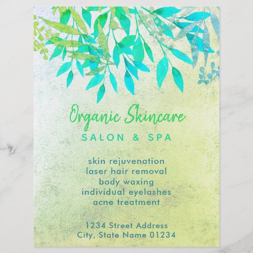 greenery organic skincare flyer