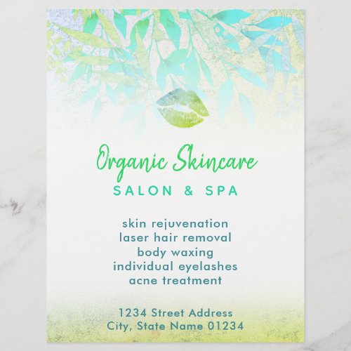 greenery organic skincare flyer