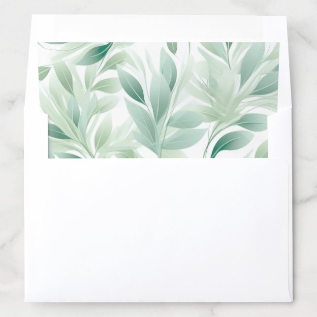 Greenery Pale Green Leaves Pattern  Envelope Liner (In Envelope)