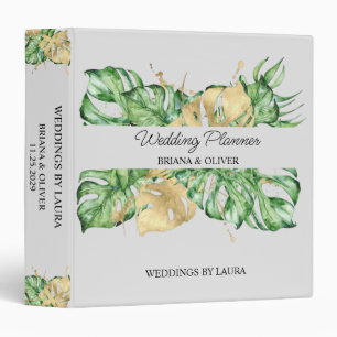 Greenery Palm Gold Sand Tropical Wedding Planner 3 Ring Binder