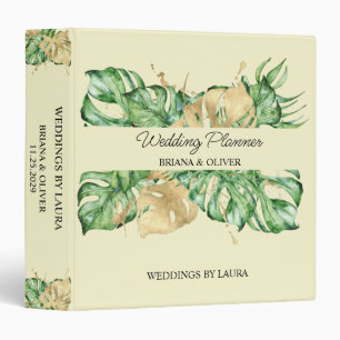 Greenery Palm Gold Yellow Tropical Wedding Planner 3 Ring Binder