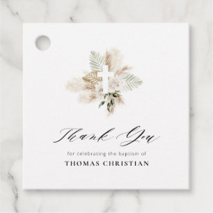 greenery pampas floral baptism favor tags