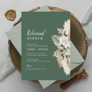 greenery pampas grass wedding invitation