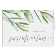 Greenery Parents In Law On My Wedding Day Card at Zazzle