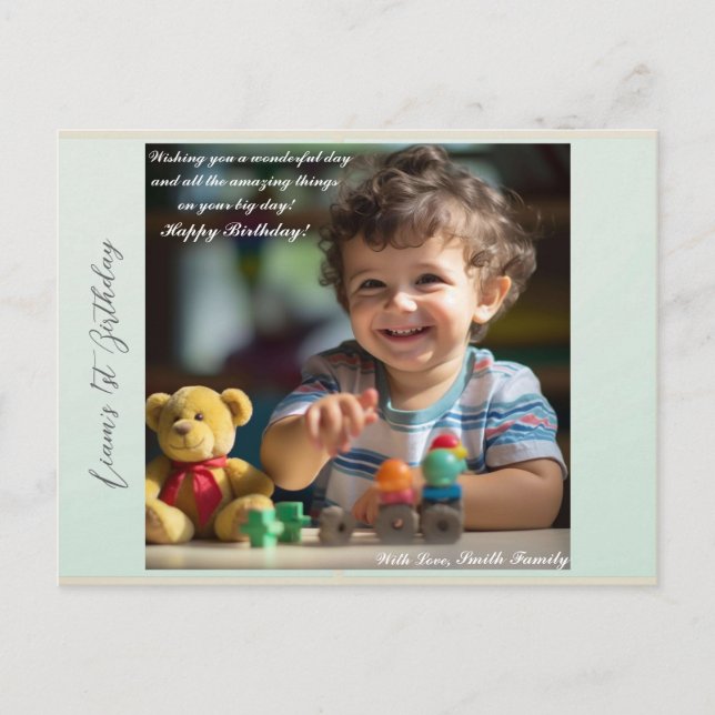 Greenery Party Custom Baby Milestone Postcard (Front)