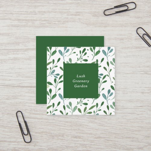 Greenery Pattern Modern Square Business Card