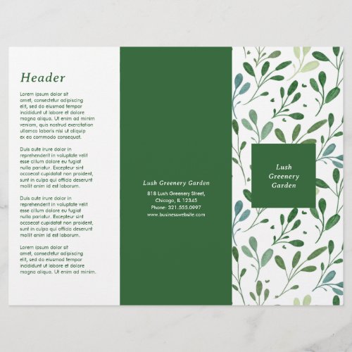 Greenery Pattern Modern Trifold Brochure