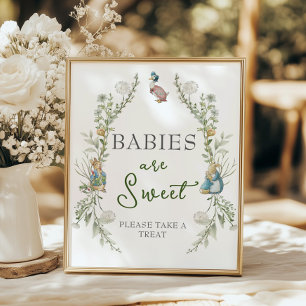 Greenery Peter Rabbit Wildflower Babies are Sweet Poster