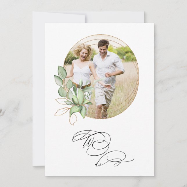 *~* Greenery PHOTO AR6 RSVP +  QR Wedding Invitati Invitation (Front)