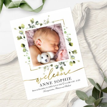 Greenery Photo Birth Announcement & Thank You Post Postcard by StampsbyMargherita at Zazzle