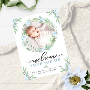 Greenery Photo Birth Announcement & Thank You Post Postcard