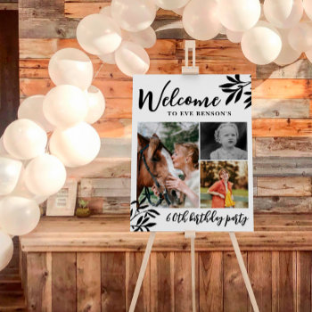 Greenery Photo Collage Birthday Party Welcome Foam Board by Paperpaperpaper at Zazzle