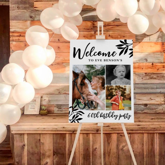 Greenery Photo Collage Birthday Party Welcome Foam Board (Creator Uploaded)