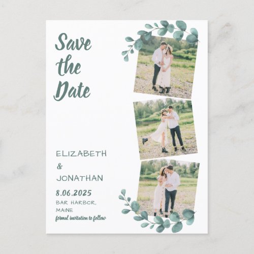 Greenery Photo Eucalyptus Wedding Save The Date Postcard