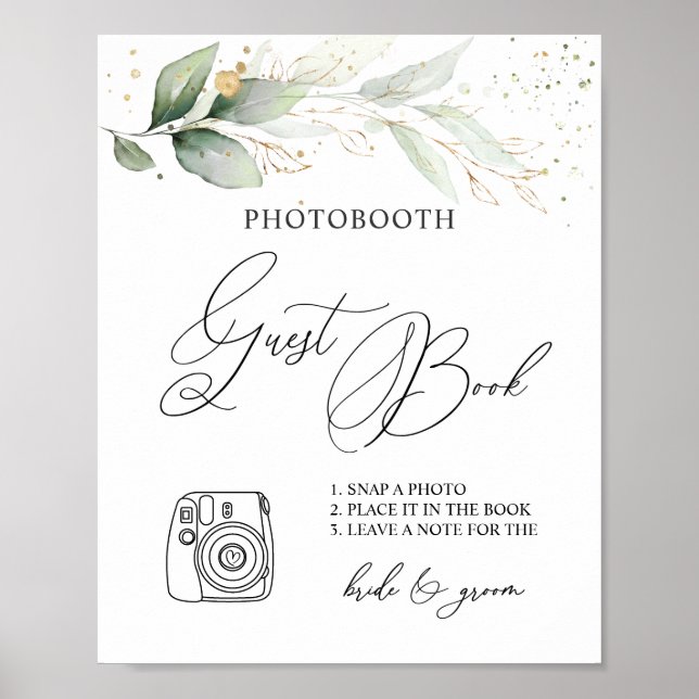 Greenery Photo Guest Book Sign Poster (Front)