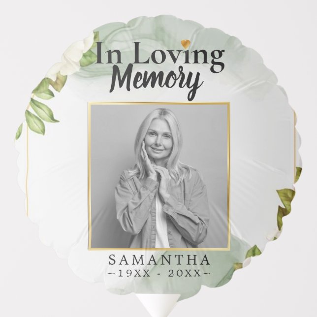 Greenery Photo Memorial Celebration of life Balloon (Front)
