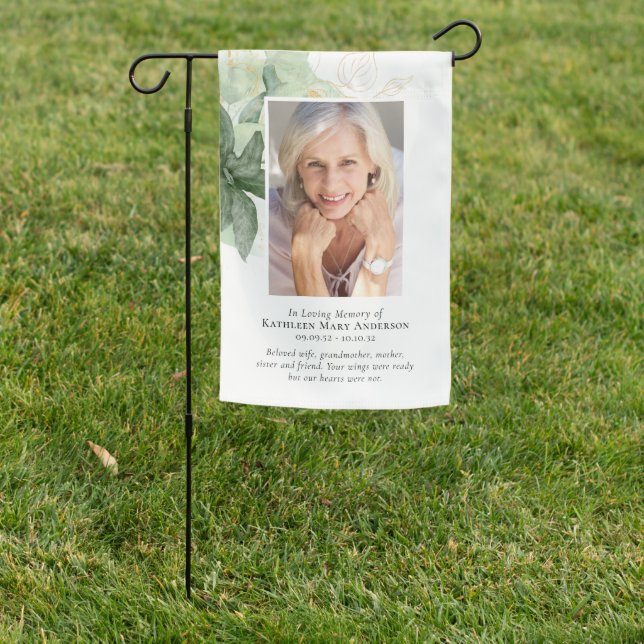 Greenery Photo Memorial Tribute Keepsake  Garden Flag (In SItu)