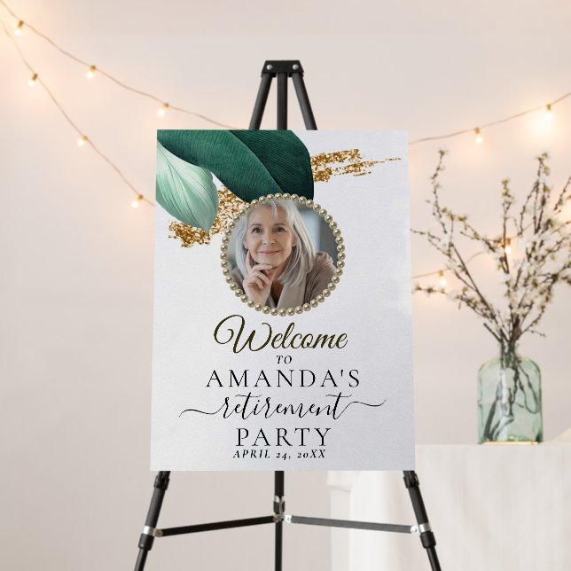 Greenery Photo Retirement Party Welcome Sign (In Situ (Stand))