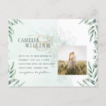 Greenery PHOTO Wedding Invitation QR CODE