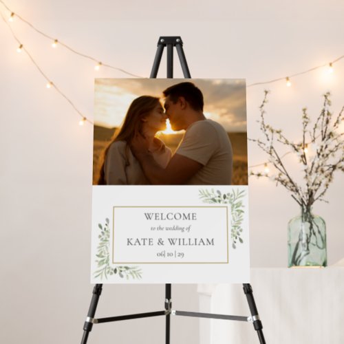 Greenery Photo Wedding Welcome Sign