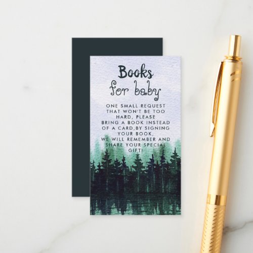 Greenery Pine Forest Baby Shower Book Request  Enclosure Card